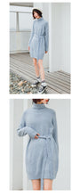 Load image into Gallery viewer, Rabbit velvet core-spun yarn sweater with bottom and high neck knitted sweater 9547