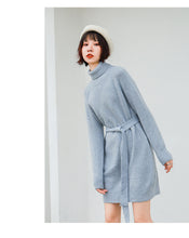 Load image into Gallery viewer, Rabbit velvet core-spun yarn sweater with bottom and high neck knitted sweater 9547