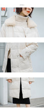 Load image into Gallery viewer, [Clearance Seconds Kill 286 Yuan, No Refund, No Exchange] Spliced Wool Neck Down Jacket Female White Duck Down Medium Long Jacket 3019