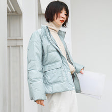 Load image into Gallery viewer, Bright Down Female 2018 Winter Dress Korean Edition Student Pure Collar Female White Duck Down Warming Jacket Tide 3013