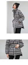 Load image into Gallery viewer, 2008 Autumn and Winter New Korean Edition Thickened Short Jacket Female Chequered 90 White Duck Down Winter Female 3017