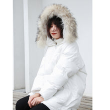 Load image into Gallery viewer, [Clearing the warehouse, killing 366 yuan, no refund, no change] Loose medium-long cap, real wool collar, cotton jacket 3010