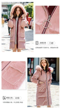 Load image into Gallery viewer, New Winter 2008 Women's Wear Thickened Long Cap Leisure Coat Large Hair Neck Down Garment 93076