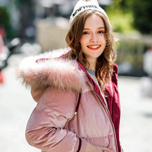 Load image into Gallery viewer, New Winter 2008 Women's Wear Thickened Long Cap Leisure Coat Large Hair Neck Down Garment 93076
