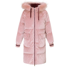 Load image into Gallery viewer, New Winter 2008 Women's Wear Thickened Long Cap Leisure Coat Large Hair Neck Down Garment 93076