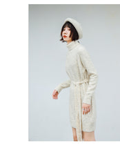 Load image into Gallery viewer, Rabbit velvet core-spun yarn sweater with bottom and high neck knitted sweater 9547