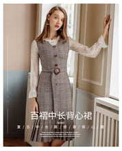 Load image into Gallery viewer, 2018 new brand women's wear round collar pleated skirt with warm temperament and light maturity dress 69377