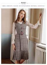 Load image into Gallery viewer, 2018 new brand women's wear round collar pleated skirt with warm temperament and light maturity dress 69377
