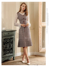 Load image into Gallery viewer, 2018 new brand women's wear round collar pleated skirt with warm temperament and light maturity dress 69377