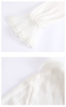 Load image into Gallery viewer, New Winter 2008 Brand Women's Horn Sleeve Pure Colour Pullover Small Shirt Temperament Lady Chiffon Blouse 59073
