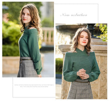 Load image into Gallery viewer, New winter 2008 women's wear pure-color shoulder-open underpants sweater temperament light-ripe knitted sweater 79093