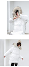 Load image into Gallery viewer, [Clearing the warehouse, killing 366 yuan, no refund, no change] Loose medium-long cap, real wool collar, cotton jacket 3010