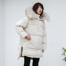Load image into Gallery viewer, [Clearing the warehouse, killing 366 yuan, no refund, no change] Loose medium-long cap, real wool collar, cotton jacket 3010
