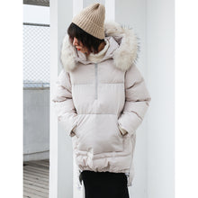 Load image into Gallery viewer, [Clearing the warehouse, killing 366 yuan, no refund, no change] Loose medium-long cap, real wool collar, cotton jacket 3010