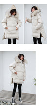 Load image into Gallery viewer, [Clearing the warehouse, killing 366 yuan, no refund, no change] Loose medium-long cap, real wool collar, cotton jacket 3010
