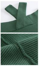 Load image into Gallery viewer, New winter 2008 women's wear pure-color shoulder-open underpants sweater temperament light-ripe knitted sweater 79093