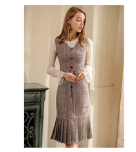 Load image into Gallery viewer, 2018 new brand women's wear round collar pleated skirt with warm temperament and light maturity dress 69377