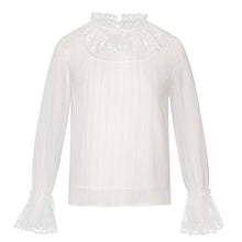 Load image into Gallery viewer, New Winter 2008 Brand Women's Horn Sleeve Pure Colour Pullover Small Shirt Temperament Lady Chiffon Blouse 59073