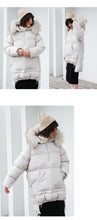 Load image into Gallery viewer, [Clearing the warehouse, killing 366 yuan, no refund, no change] Loose medium-long cap, real wool collar, cotton jacket 3010
