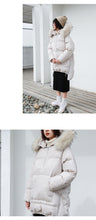 Load image into Gallery viewer, [Clearing the warehouse, killing 366 yuan, no refund, no change] Loose medium-long cap, real wool collar, cotton jacket 3010