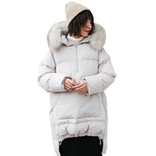 Load image into Gallery viewer, [Clearing the warehouse, killing 366 yuan, no refund, no change] Loose medium-long cap, real wool collar, cotton jacket 3010