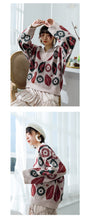 Load image into Gallery viewer, Loose Coloured Flower V-collar Bottom Jacket 851