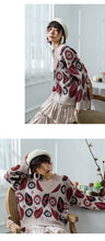Load image into Gallery viewer, Loose Coloured Flower V-collar Bottom Jacket 851
