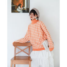 Load image into Gallery viewer, [Clearing the warehouse, killing 68 yuan, no refund, no change] Pullovers, women's loose checked sweaters, fresh knitted sweaters 917