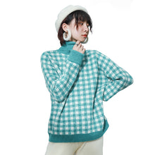 Load image into Gallery viewer, [Clearing the warehouse, killing 68 yuan, no refund, no change] Pullovers, women's loose checked sweaters, fresh knitted sweaters 917