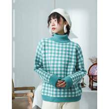 Load image into Gallery viewer, [Clearing the warehouse, killing 68 yuan, no refund, no change] Pullovers, women's loose checked sweaters, fresh knitted sweaters 917