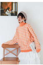 Load image into Gallery viewer, [Clearing the warehouse, killing 68 yuan, no refund, no change] Pullovers, women's loose checked sweaters, fresh knitted sweaters 917