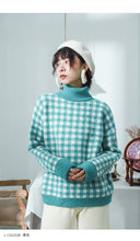 Load image into Gallery viewer, [Clearing the warehouse, killing 68 yuan, no refund, no change] Pullovers, women's loose checked sweaters, fresh knitted sweaters 917
