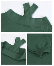Load image into Gallery viewer, New winter 2008 women's wear pure-color shoulder-open underpants sweater temperament light-ripe knitted sweater 79093