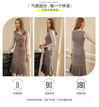 Load image into Gallery viewer, 2018 new brand women's wear round collar pleated skirt with warm temperament and light maturity dress 69377
