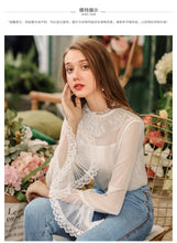 Load image into Gallery viewer, New Winter 2008 Brand Women's Horn Sleeve Pure Colour Pullover Small Shirt Temperament Lady Chiffon Blouse 59073