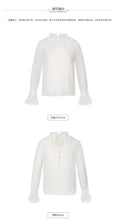 Load image into Gallery viewer, New Winter 2008 Brand Women's Horn Sleeve Pure Colour Pullover Small Shirt Temperament Lady Chiffon Blouse 59073