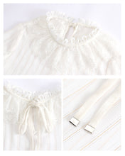 Load image into Gallery viewer, New Winter 2008 Brand Women's Horn Sleeve Pure Colour Pullover Small Shirt Temperament Lady Chiffon Blouse 59073