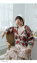 Load image into Gallery viewer, Loose Coloured Flower V-collar Bottom Jacket 851