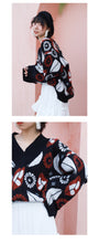 Load image into Gallery viewer, Loose Coloured Flower V-collar Bottom Jacket 851