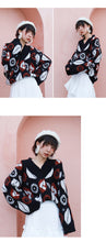 Load image into Gallery viewer, Loose Coloured Flower V-collar Bottom Jacket 851