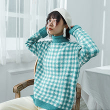 Load image into Gallery viewer, [Clearing the warehouse, killing 68 yuan, no refund, no change] Pullovers, women's loose checked sweaters, fresh knitted sweaters 917