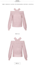 Load image into Gallery viewer, New winter 2008 women's wear pure-color shoulder-open underpants sweater temperament light-ripe knitted sweater 79093