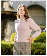 Load image into Gallery viewer, New winter 2008 women's wear pure-color shoulder-open underpants sweater temperament light-ripe knitted sweater 79093
