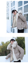 Load image into Gallery viewer, "Clearance seconds kill 436 yuan without refund or change" loose fox fur collar plaid coat down jacket female 3021