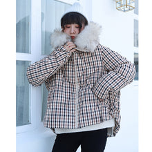 Load image into Gallery viewer, "Clearance seconds kill 436 yuan without refund or change" loose fox fur collar plaid coat down jacket female 3021
