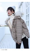 Load image into Gallery viewer, "Clearance seconds kill 436 yuan without refund or change" loose fox fur collar plaid coat down jacket female 3021