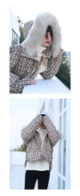 Load image into Gallery viewer, "Clearance seconds kill 436 yuan without refund or change" loose fox fur collar plaid coat down jacket female 3021