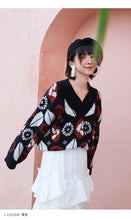 Load image into Gallery viewer, Loose Coloured Flower V-collar Bottom Jacket 851