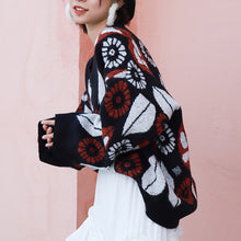 Load image into Gallery viewer, Loose Coloured Flower V-collar Bottom Jacket 851