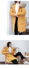 Load image into Gallery viewer, Winter 2018 New Thickened Long Size Knee Down Garment, Big Hair Collar Fox Hair Cap Coat 3053